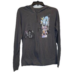 Disney Epcot World Showcase PARIS Gray Hooded Jacket Top Sz S Eiffel Tower